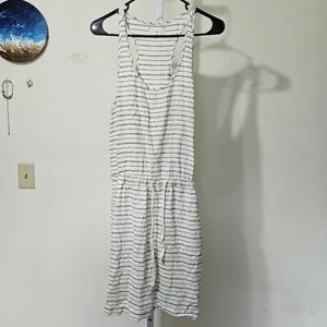 Lou &‎ Grey Striped Linen Racerback Dress Size Small White Gray Pockets